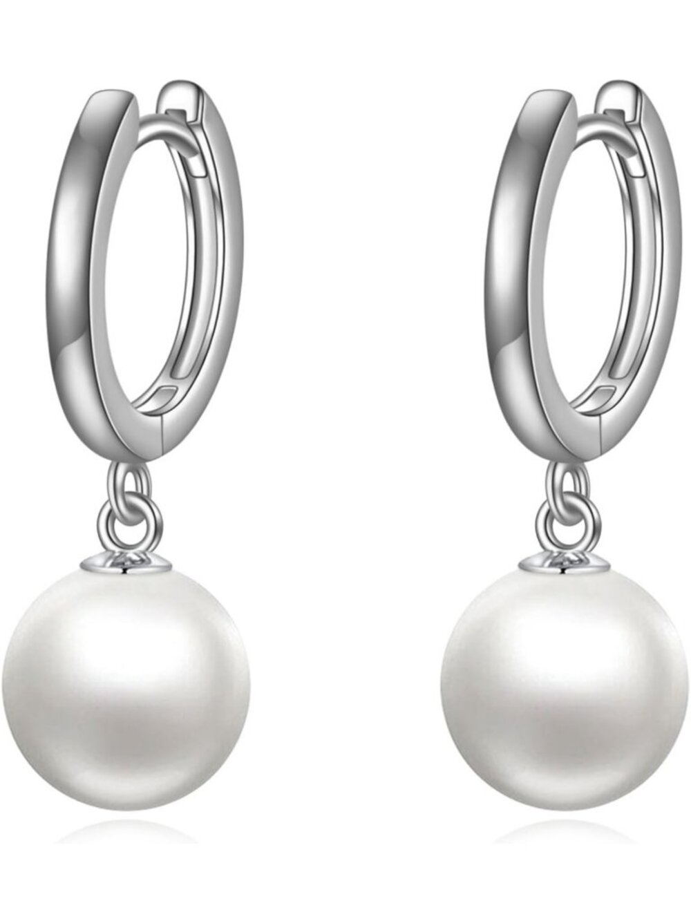 Elegant 925 Sterling Silver Black Pearl Hoop Earrings - Dangle Drop Jewelry Gift